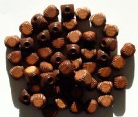 50 9mm Dark Brown Rounded Cube Wood Beads