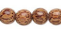 16 inch strand of 9 to 10mm Round Palm Wood Beads