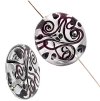1 20x8mm Crystal with Black Squiggle Lampwork Disk