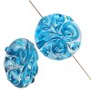 1 20x8mm Crystal with Aqua Squiggle Lampwork Disk