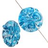 1 20x8mm Crystal with Aqua Squiggle Lampwork Disk