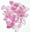 50 11x8mm Crystal and Pink Pendant Drilled Leaf Beads