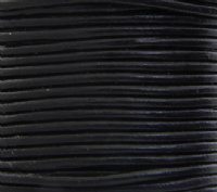 25m of 2mm Round Black Leather Cord