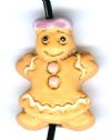 1 15x11mm Ceramic Light Gingerbread Lady Bead