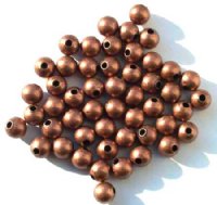 50 8mm Round Antique Copper Metal Beads