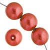 16 inch strand of 4mm Orange Red Round Glass Pearl Beads