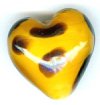 1 19x20mm Topaz Caramel with Black Spots Glass Heart Bead