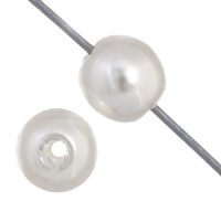 16 inch strand of 3mm White Round Glass Pearl Beads