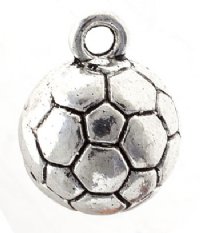 1 11x10.75mm Antique Silver Round Soccer Ball Pendant