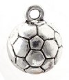 1 11x10.75mm Antique Silver Round Soccer Ball Pendant