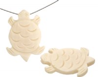 1 30x19mm White Carved Turtle Worked on Bone Pendant