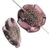 1 30mm Amethyst with Bronze Center Ruffled Lampwork Disk