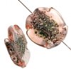 1 30mm Rose with Bronze Center Ruffled Lampwork Disk