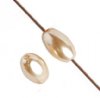 16 inch strand of 7x4mm Beige Glass Pearl Oval Beads