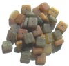 35 11x11x5mm Matte Marble Topaz Olive Square Bead Mix