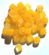 30 9x10mm Matte Crystal & Yellow Marble Cube Beads