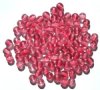 50 6mm Transparent Two Tone Crystal & Raspberry Round Beads