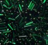 50 grams, #3 Silver Lined Green Bugle Beads