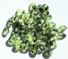 50 11x6mm Transparent Matte Olive Tortoise Twisted Oval Beads