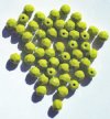 50 6mm Faceted Opaque Pea Green Firepolish Beads