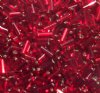 50 grams, #3 Silver Lined Red Bugle Beads