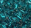 50g #3 Silver Lined Teal Bugle Beads