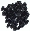 50 12mm Opaque Black Pendant Drilled Glass Leaf Beads