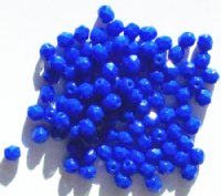 100 4mm Faceted Opaque Royal Blue Firepolish Beads