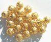 20 14mm Gold Plated Round Filigrae with Dots Metal Beads