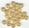 25 10mm Gold Plated Round Filigrae with Dots Metal Beads