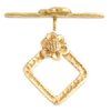 1 12.5mm Anti-Tarnish Brass Hammered Square Flower Toggle