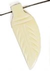 1 37x13mm White Carved Feather Worked on Bone Pendant