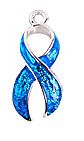 1 23mm Transparent Blue Curved Ovarian Cancer Ribbon Pendant
