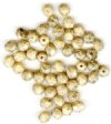 50 6mm Faceted Opaque Cream with Golden Lustre Speckle
