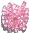 40 8x9mm Crystal and Pink Marble Cube Beads