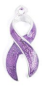 1 23mm Transparent Purple Curved Pancreatic Cancer Ribbon Pendant