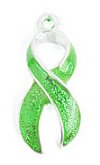 1 23mm Transparent Green Curved Organ Donor Ribbon Pendant