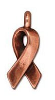 1 17mm TierraCast Antique Copper Awareness Ribbon Pendant