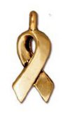 1 17mm TierraCast Antique Gold Awareness Ribbon Pendant