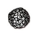 1 8mm TierraCast Round Antique Silver Floral Bead