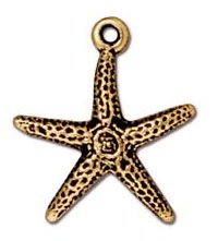 1 20mm TierraCast Antique Gold Starfish / Seastar Pendant