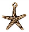 1 20mm TierraCast Antique Gold Starfish / Seastar Pendant