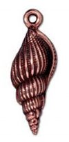 1 24x8mm TierraCast Antique Copper Spindle Shell Pendant