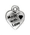 1 12x10mm TierraCast Antique Silver "Made with Love" Pendant