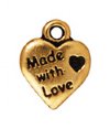 1 12x10mm TierraCast Antique Gold "Made with Love" Pendant