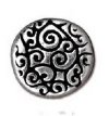 1 12x4mm TierraCast Flat Round Antique Silver Disk with Scroll Design