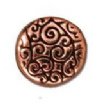 1 12x4mm TierraCast Flat Round Antique Copper Disk with Scroll Design