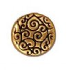 1 12x4mm TierraCast Flat Round Antique Gold Disk with Scroll Design