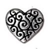 1 10x12mm TierraCast Flat Antique Silver Heart with Scroll Design