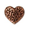 1 10x12mm TierraCast Flat Antique Copper Heart with Scroll Design